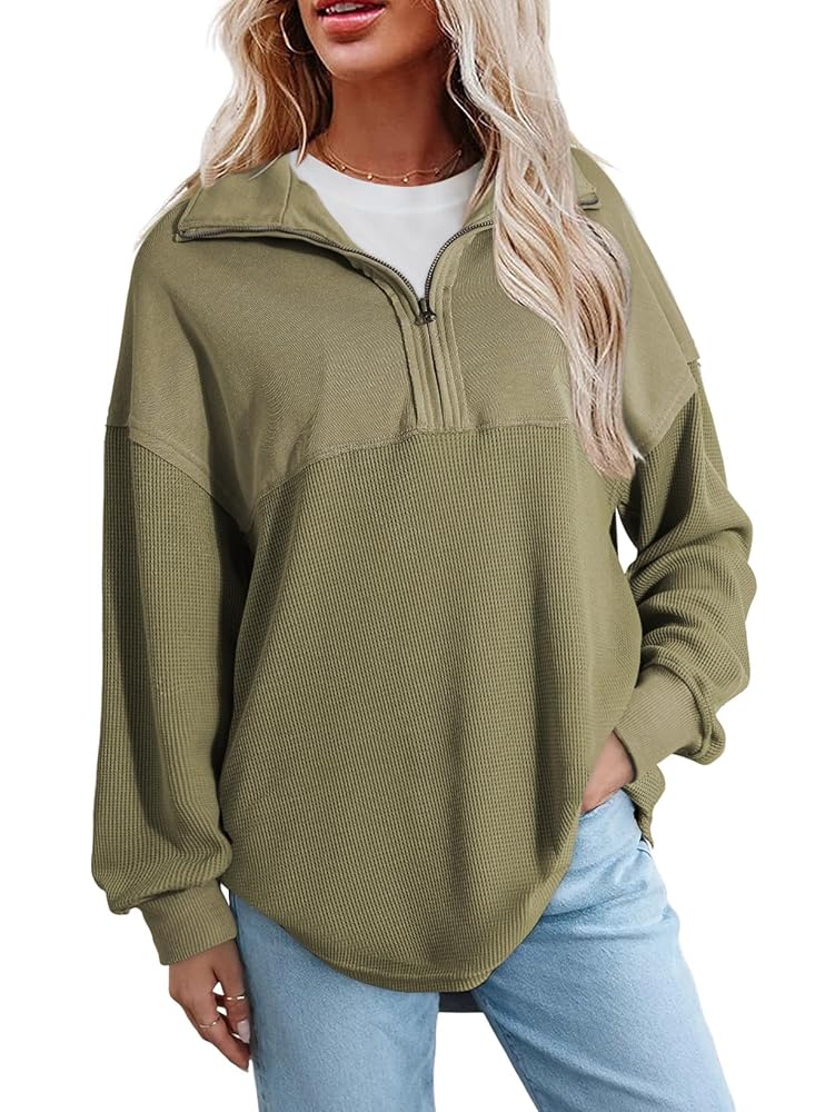 Amazon.com: SHEWIN Womens Sweatshirts Casual Waffle Knit